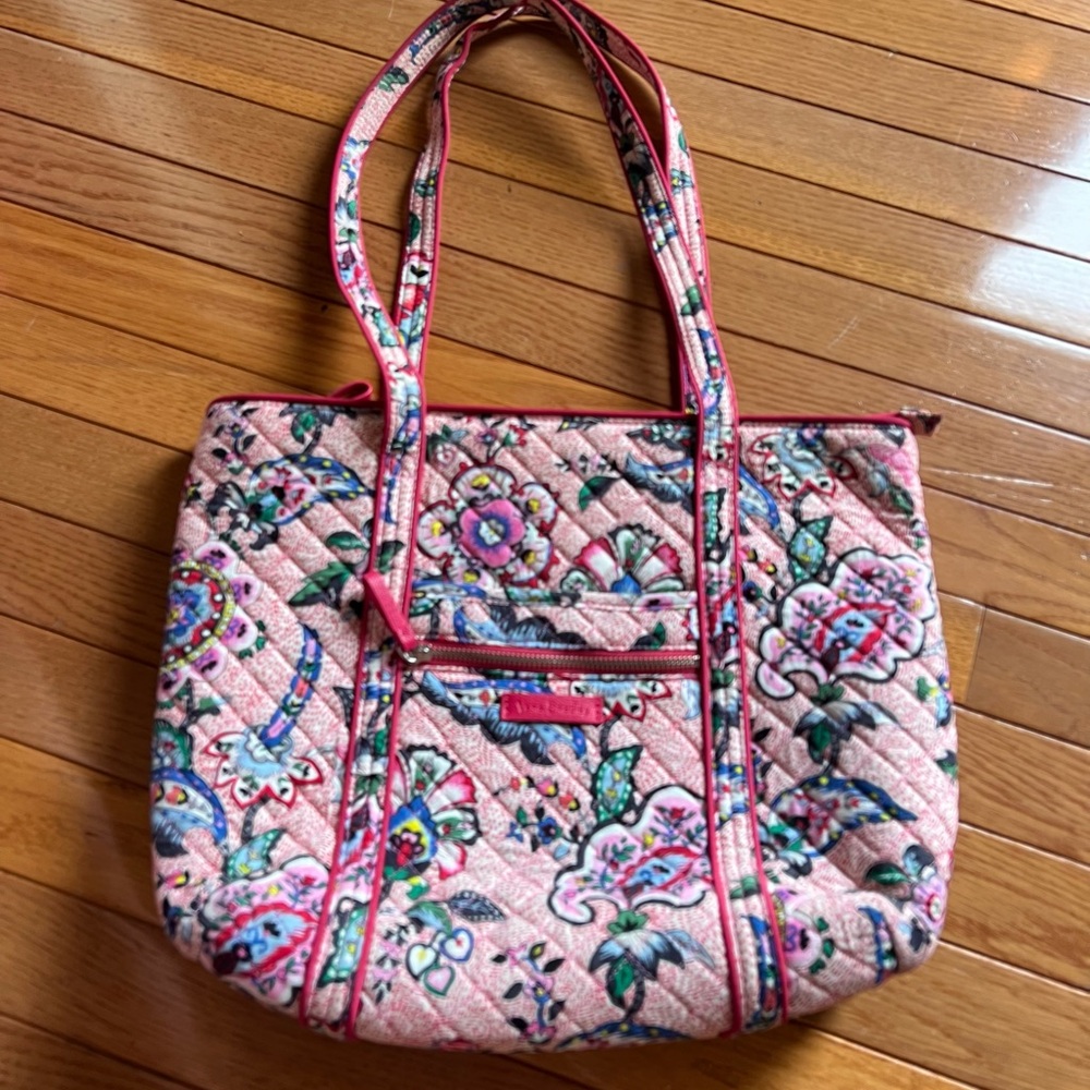 Vera Bradley Pink Quilted Tote with Floral Design